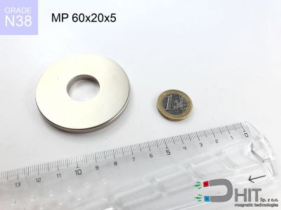 MP 60x20x5 N38 - magnesy w kształcie pierścienia