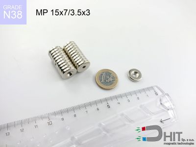 MP 15x7/3.5x3 N38 - magnesy neodymowe pierścieniowe