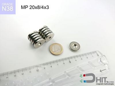 MP 20x8/4x3 N38 - magnesy neodymowe pierścieniowe