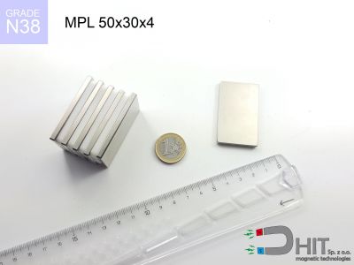 MPL 50x30x4 N38 magnes neodymowy płytkowy