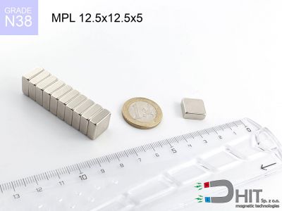MPL 12.5x12.5x5 N38 magnes płytkowy