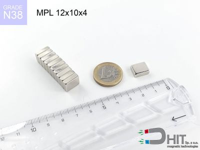 magnes neodymowy płytkowy MPL 12x10x4 N38  MPL 12x10x4 N38 magnes neodymowy płytkowy