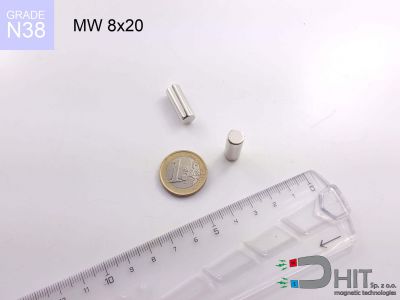 MW 8x20 N38 magnes walcowy