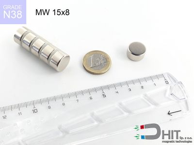 MW 15x8 N38 magnes walcowy