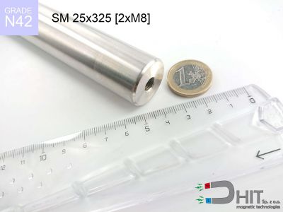 SM 25x325 [2xM8] N42 - wałki magnetyczne z magnesami