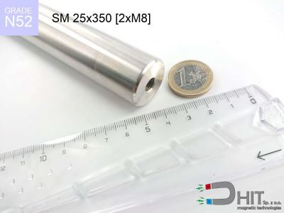 SM 25x350 [2xM8] N52 - wałki magnetyczne z neodymowymi magnesami