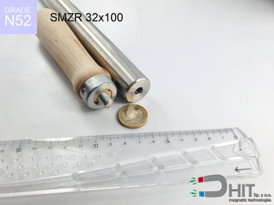 SMZR 32x100 N52 - separatory wałki z magnesami z drewnianym uchwytem