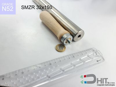SMZR 32x150 N52 - separatory wałki z neodymowymi magnesami z drewnianą rękojeścią