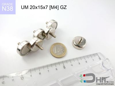 UMGZ 20x15x7 [M4] GZ [N38] - uchwyt magnetyczny gwint zewnętrzny