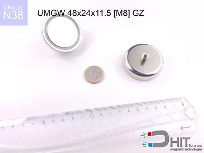 UMGZ 48x24x11.5 [M8] GZ [N38] - uchwyt magnetyczny gwint zewnętrzny