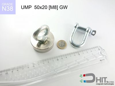 UMP 50x20 [M8] GW N38 - neodymowe magnesy do poszukiwań w wodzie