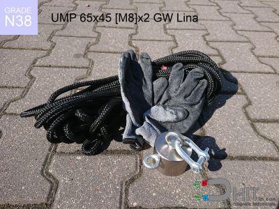 UMP 65x45 [M8]x2 GW F230+ Lina  - magnesy neodymowe dla poszukiwaczy