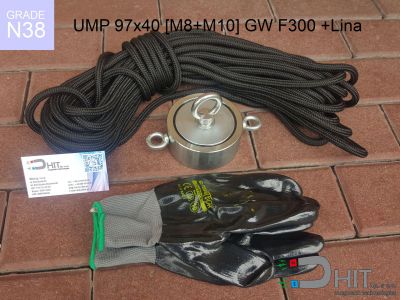 UMP 97x40 [M8+M10] GW F300 Lina N38 - magnesy neodymowe do poszukiwań w wodzie