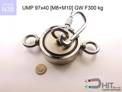 UMP 97x40 [M8+M10] GW F300 kg N38 uchwyt magnetyczny do poszukiwań