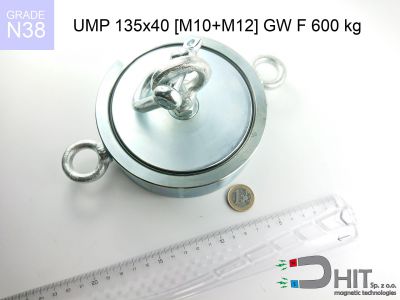 UMP 135x40 [M10+M12] GW F 600 kg N38 - uchwyty magnetyczne do poszukiwań w wodzie