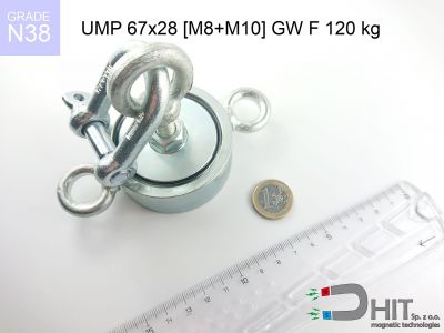 UMP 67x28 [M8+M10] GW F120 kg  - neodymowe magnesy do łowienia w wodzie