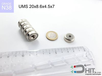 UMS 20x8.6x4.5x7 [N38] - uchwyt magnetyczny stożkowy