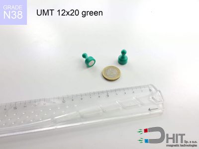 UMT 12x20 green N38 - uchwyty magnetyczne do tablic