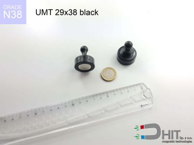 UMT 29x38 black N38 - klipsy magnetyczne do tablic