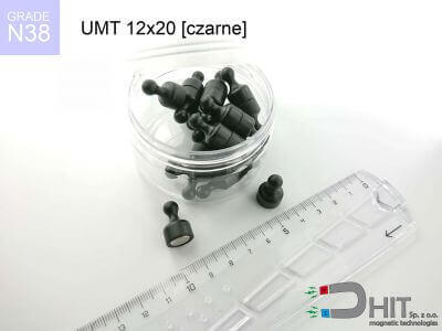 UMT 12x20 black set N38 - uchwyty magnetyczne na tablice